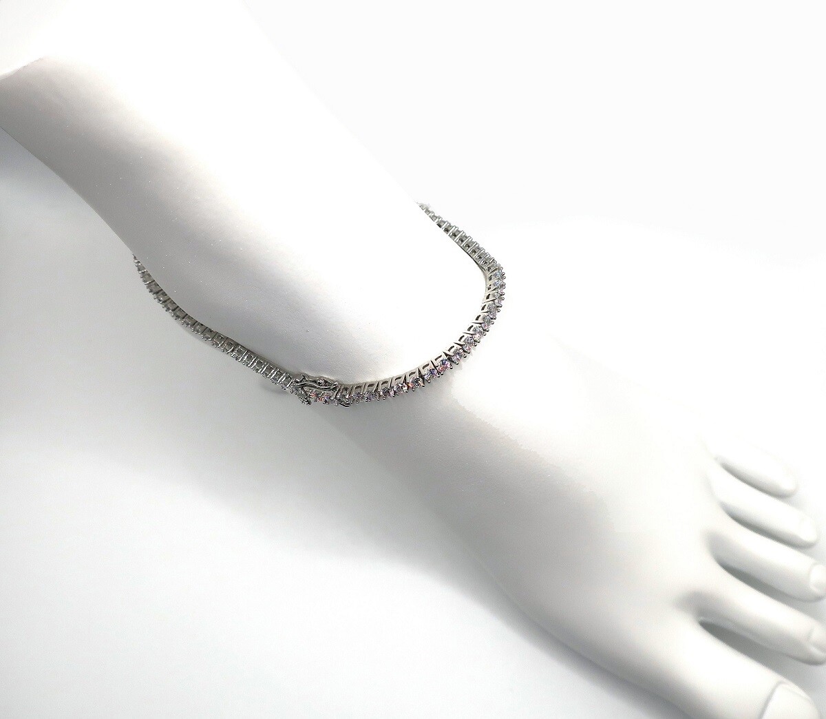 3mm Cubic Zirconia Tennis Chain Anklet 10 – 12″ Ankle Bracelet White Gold Plated