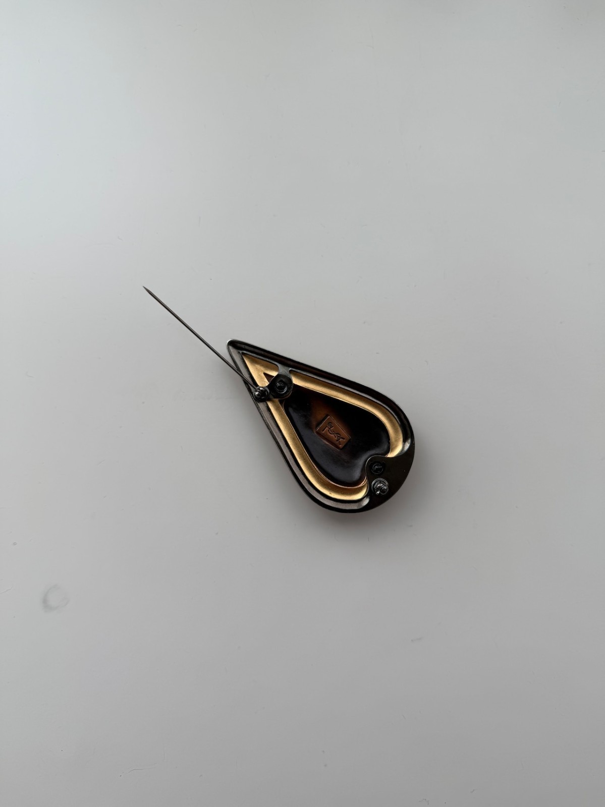 Yves Saint Laurent 1990s Pear Brooch Gold Enamel W1.6 × H2.8 in Vintage