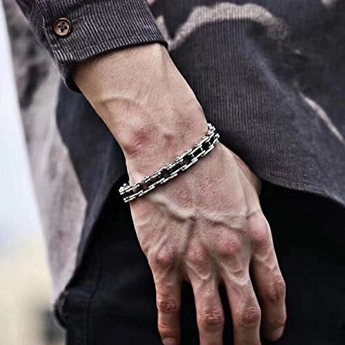Men Heavy Sturdy Stainless Steel Motorcycle Bike Chain Bracelet Biker Wristband