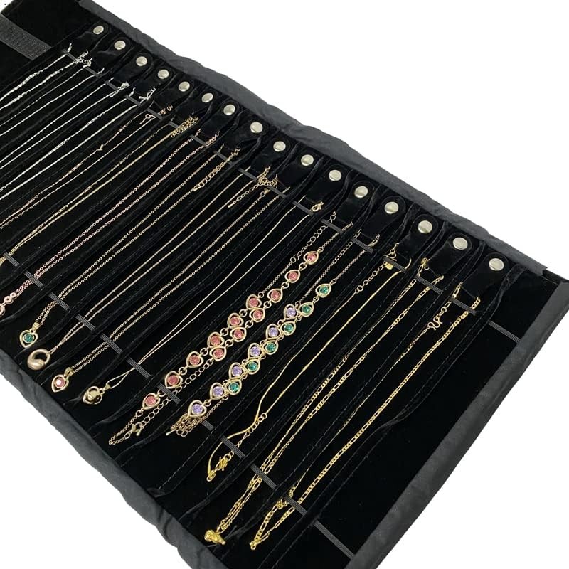 SCIKHEFT Portable Jewelry Roll Untangled Secure Necklace Travel Storage Bag D…