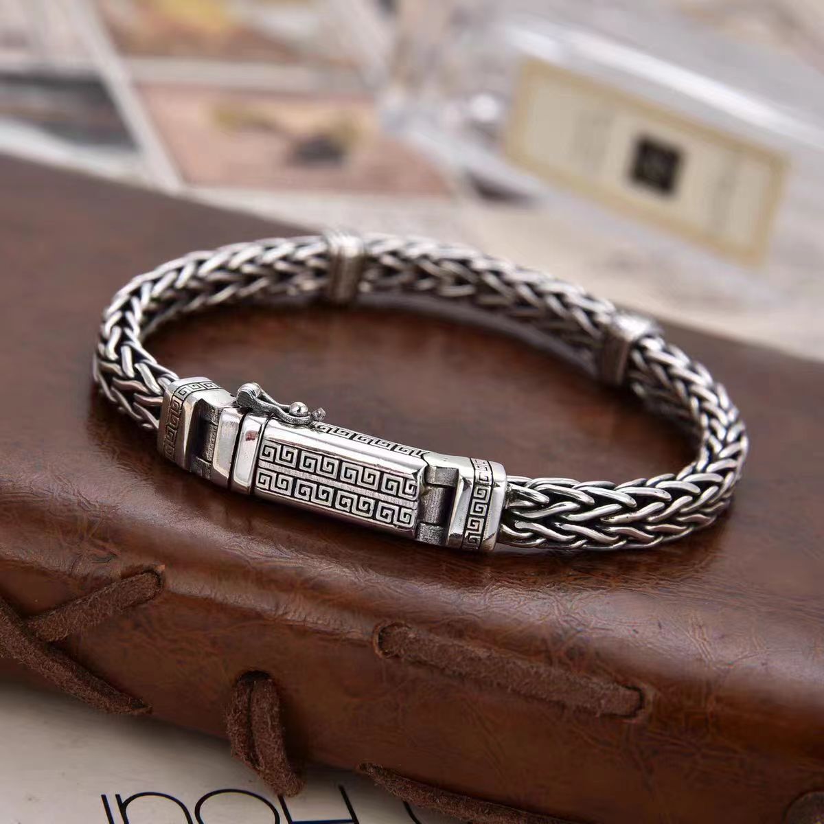 18/20/22cm Silver Plated Bangle Bracelet Chain Popular Vintage Jewelry Mens HOT