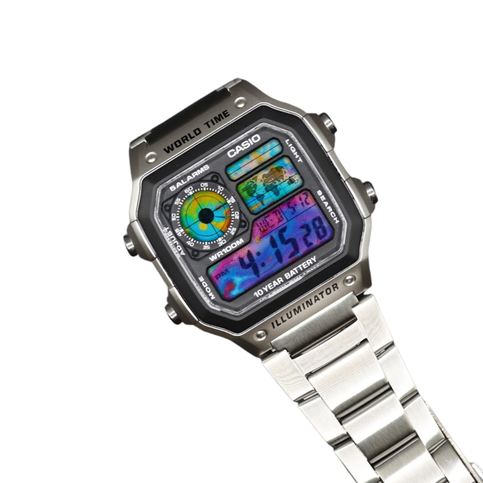 CASIO AE-1200WHD Royale World Time Watch Mod Color Splash Display