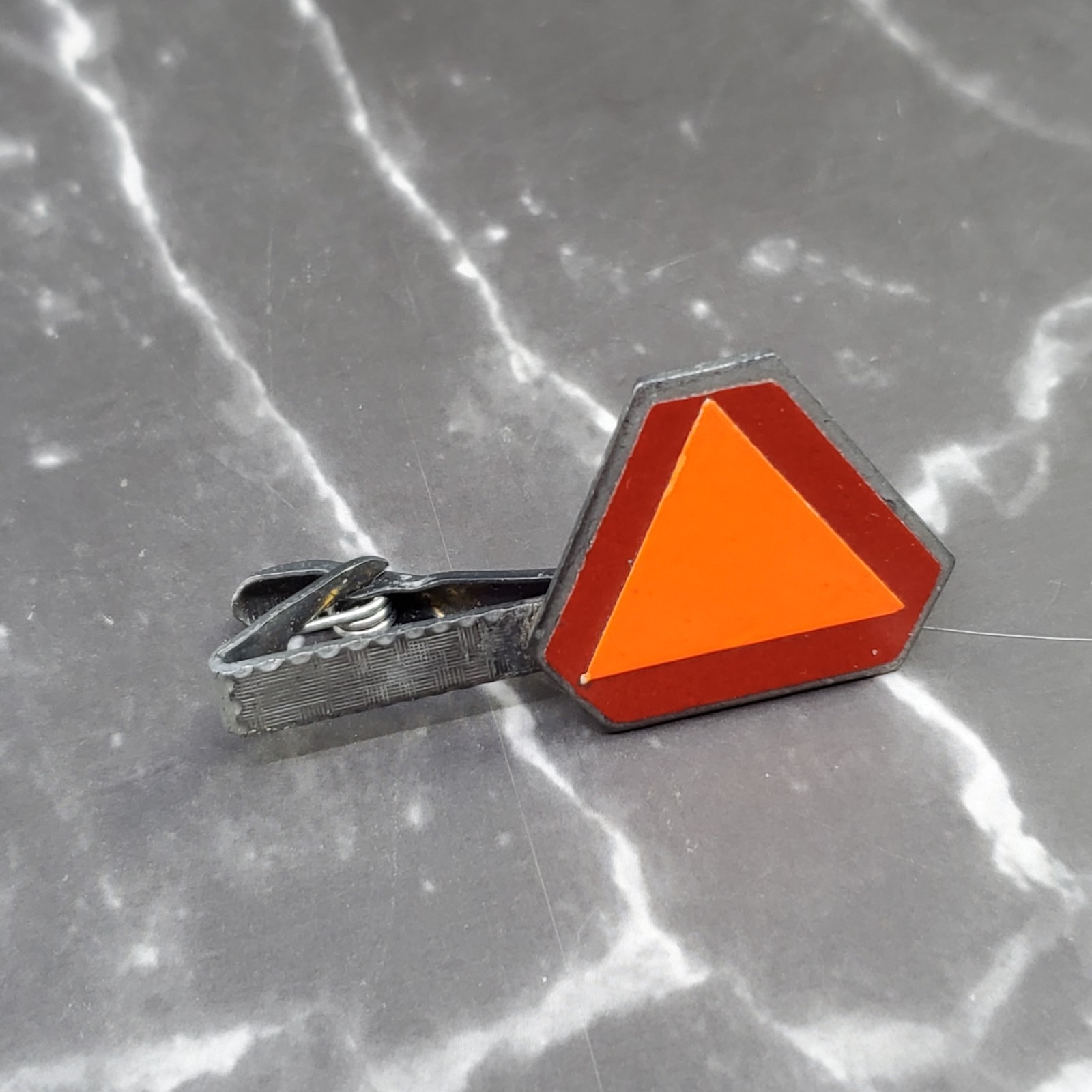 Vintage Ag Tronics Slow Moving Vehicle Tie Bar Clip Warning Sign