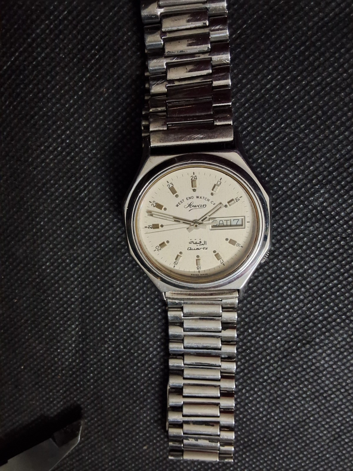 Vintage West End Quartz Day Date Swiss made Wrist Watch