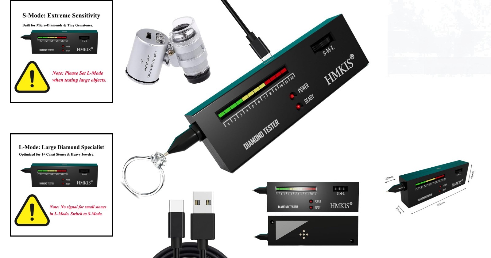 Compact Diamond Tester Pen & 60X Magnifier – Ultimate Jewelry Testing Kit