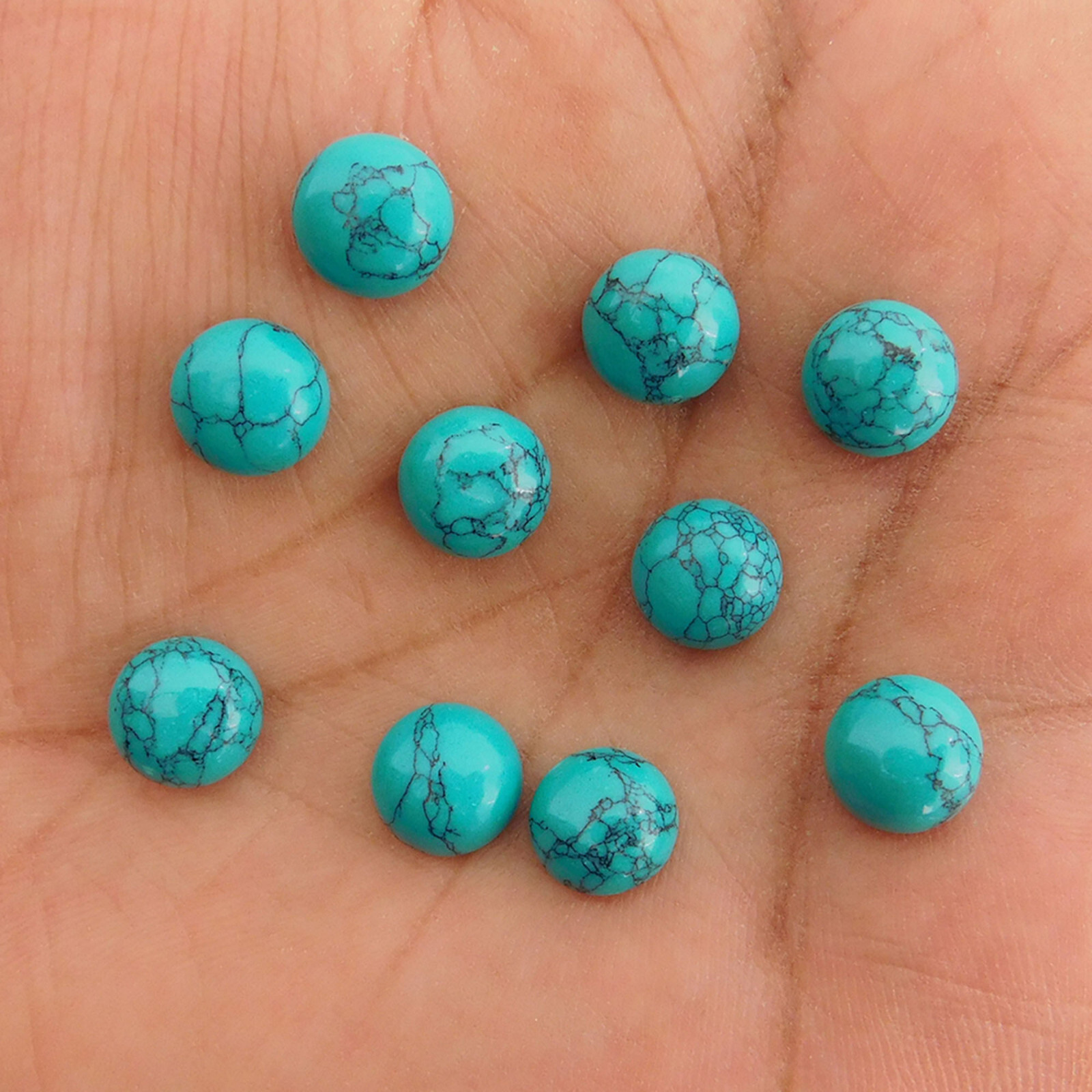 Synthetic Blue Turquoise Round 3 mm to 20 mm Cabochon Loose Gemstone Lot
