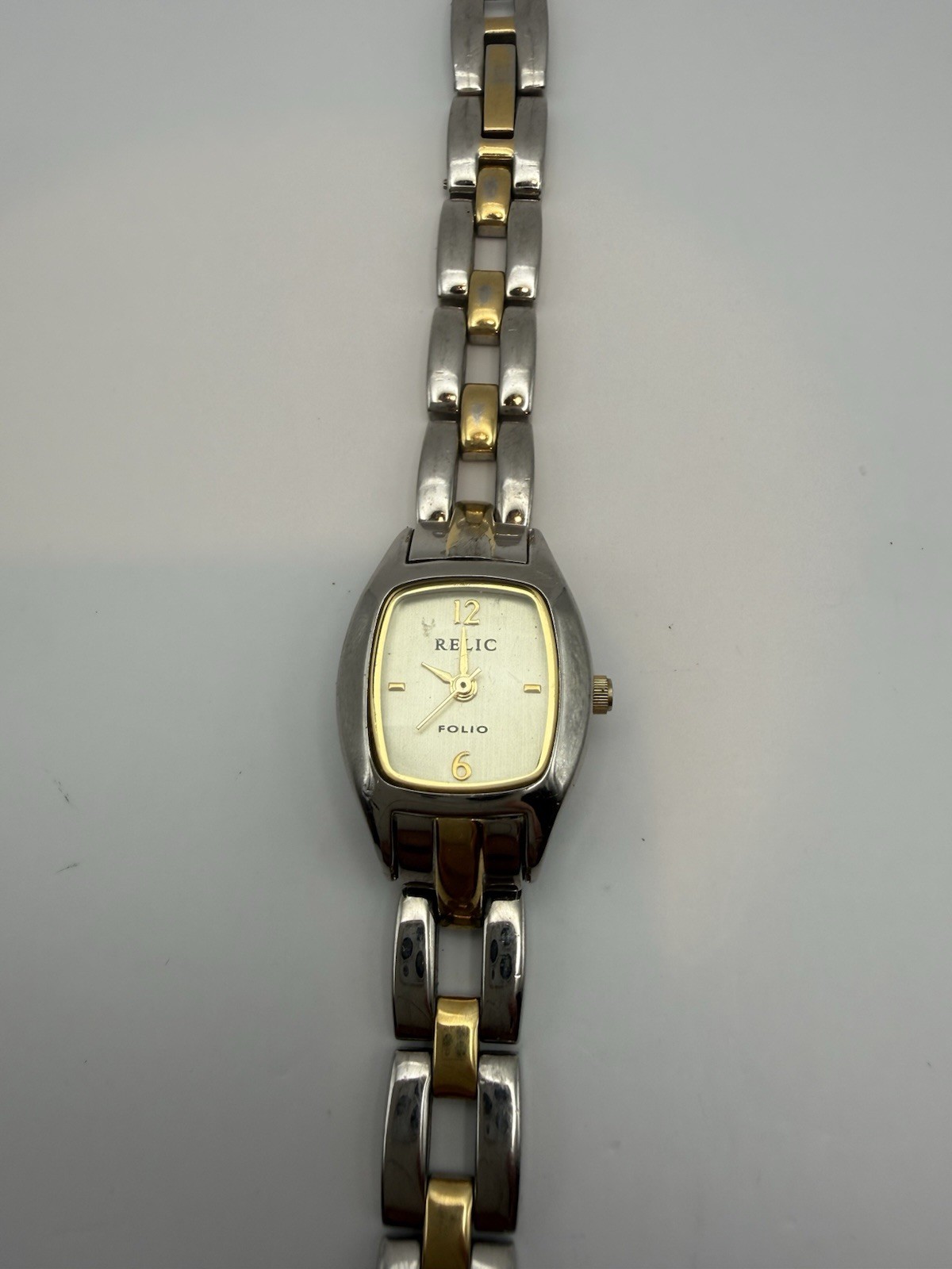 Relic Folio Women’s Quartz Analog Two-Tone Silver/Gold Bracelet Gold Dial