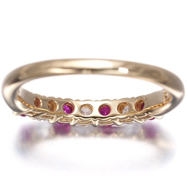 Auth POLA Ring Ruby 0.36ct Diamond 0.21ct US6.5-6.75 18K 750 Yellow Gold