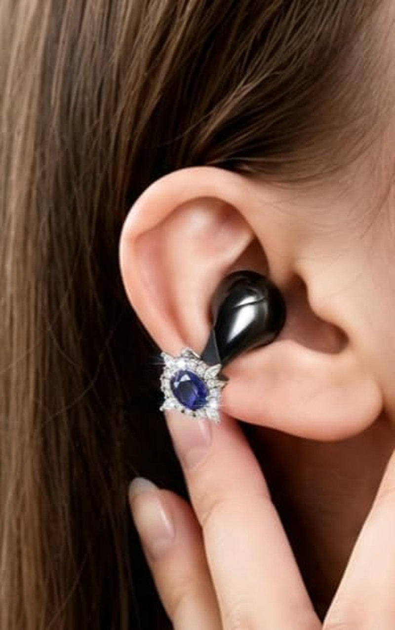 LINKLIKE Jewelry Edition Open Ear Clip-on Earbuds with Zircon Earrings, All-in-O