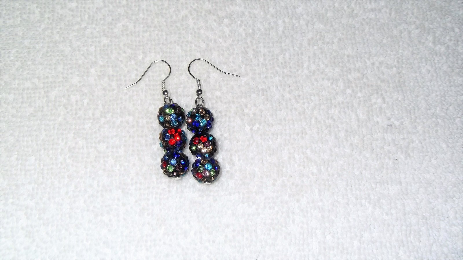 Handmade Black Multi Color Disco Ball Dangle Hook Pierced Earrings Jewelry Party