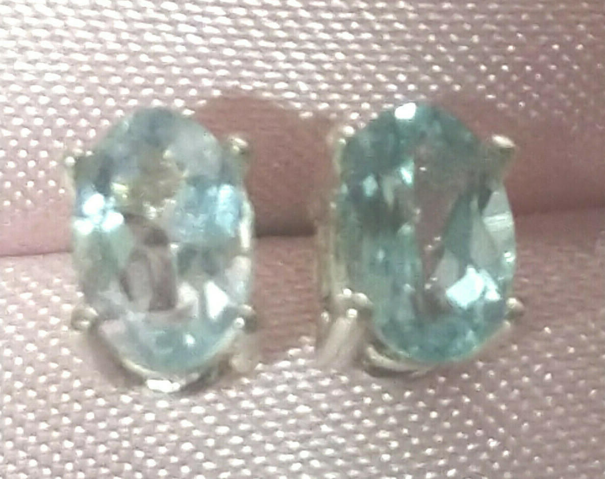 6mmX4mm OVAL APATITE STUDS – SET IN .925 STERLING SILVER-
