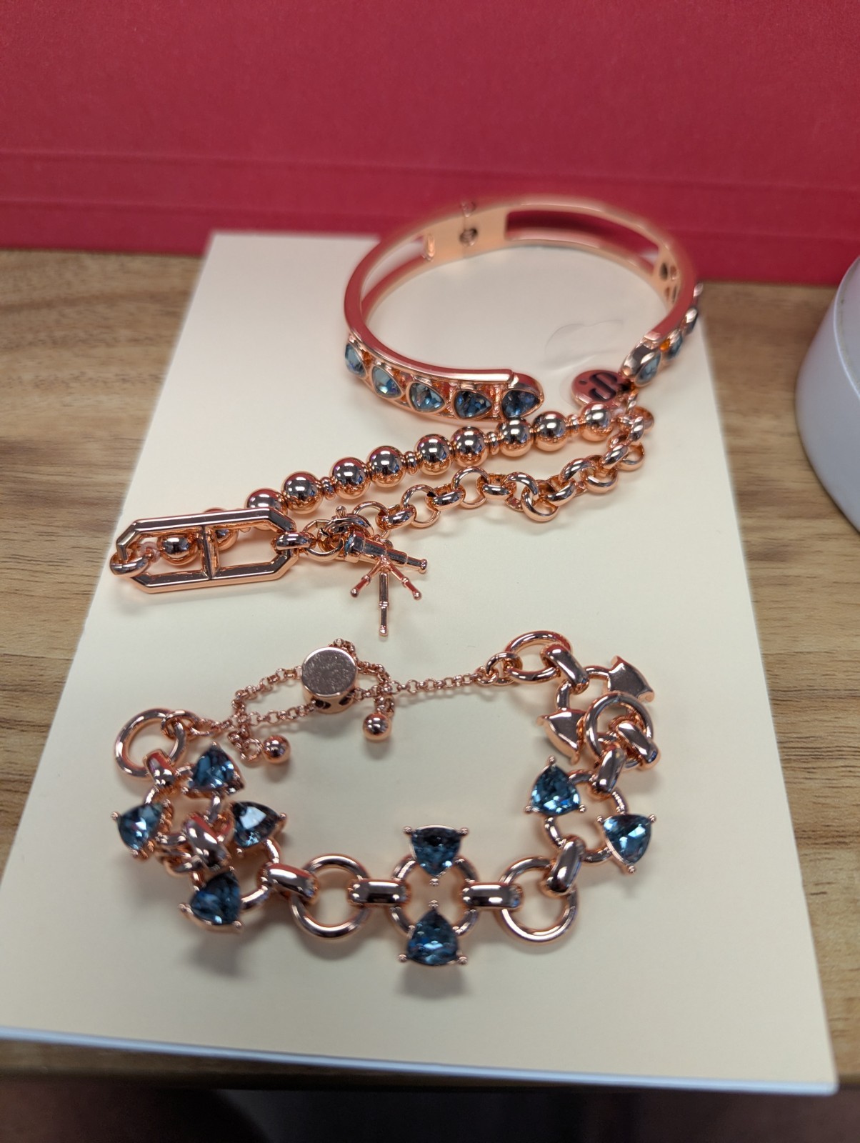 Stargazer Society Rose Gold Plated Blue Lab-Created Charm Bracelet ST58260