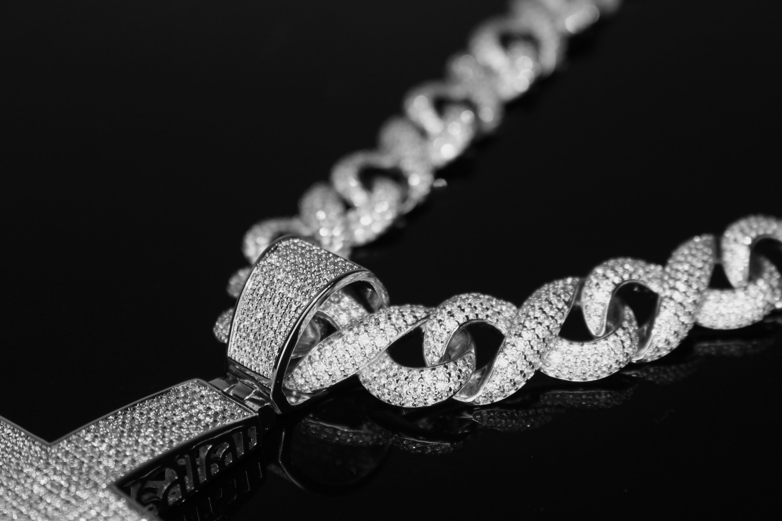 XL CROSS Pendant 14mm INFINITY 75.8ctw Lab Sim VVS1 Diamond Chain Necklace 200g+