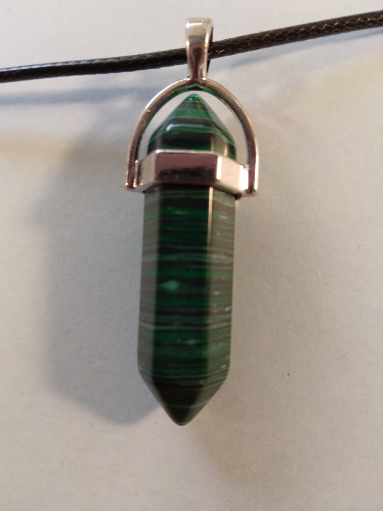 Green Gemstone on 17 1/2 – 19 1/2 inch Black Cord type necklace 249153