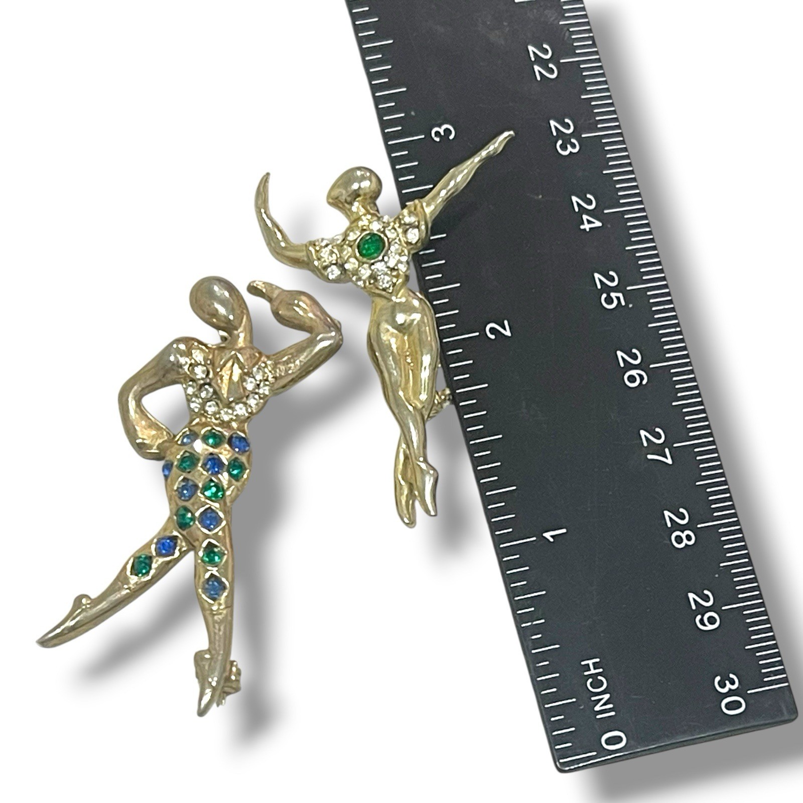 Harlequin Dancer Scatter Pins Vtg Bejeweled French Ballet Carnival Male & Female