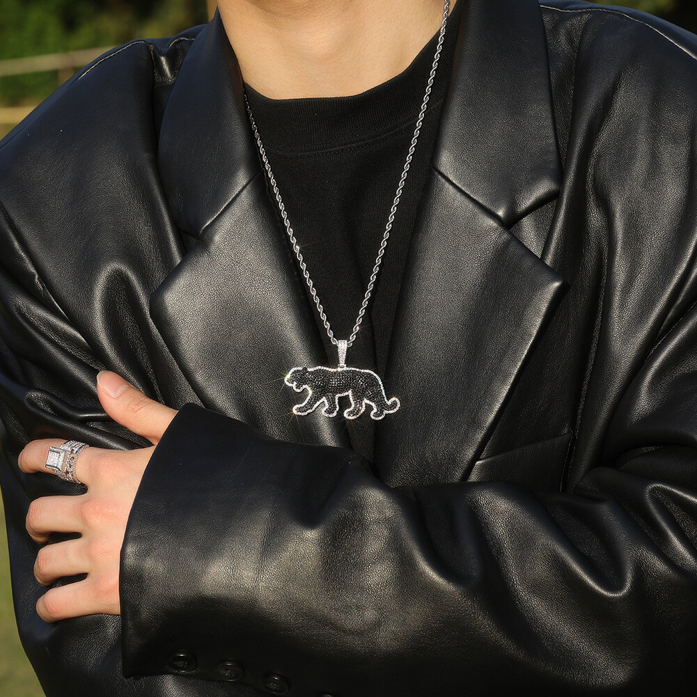 Hip Hop Jewelry Black Panther Pendant Necklace Gold Filled Rap Accessories Gifts