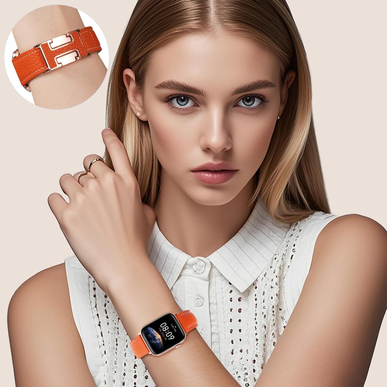 Leather Magnetic Band Compatible with Apple Watch Bands 38Mm 40Mm 41Mm 42Mm 44Mm