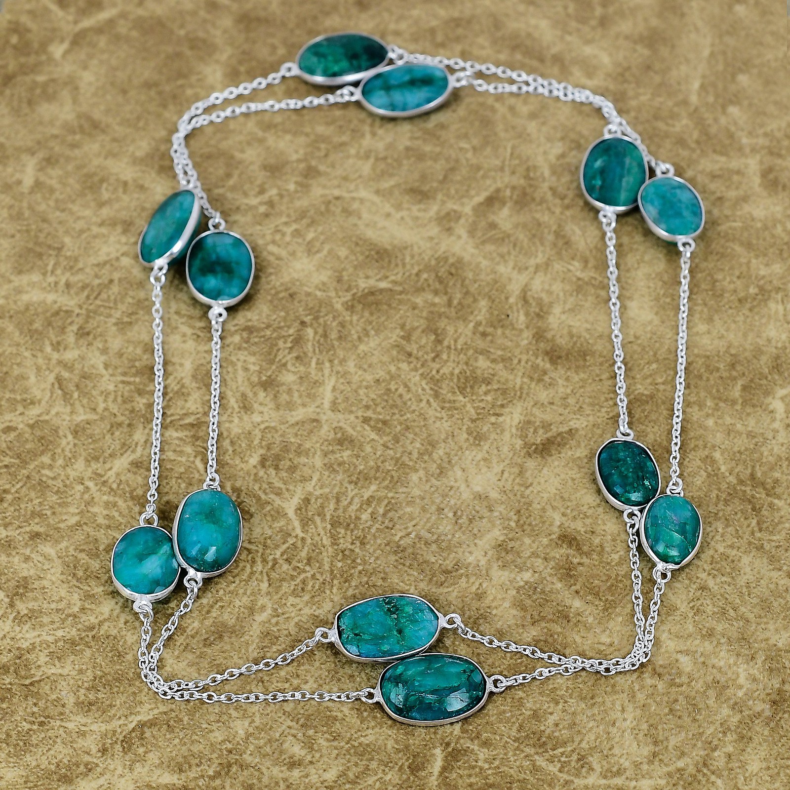 Sakota Mines Emerald Gemstone Necklace 925 Sterling Silver Oval Jewelry For Wife