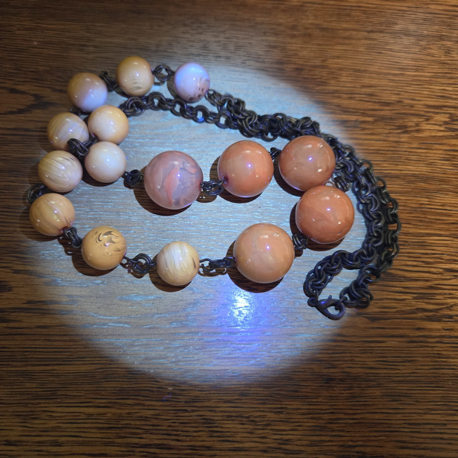 VTG Tested Bakelite Art Deco Egg Yolk Butterscotch Graduated Bead Necklace 114 G