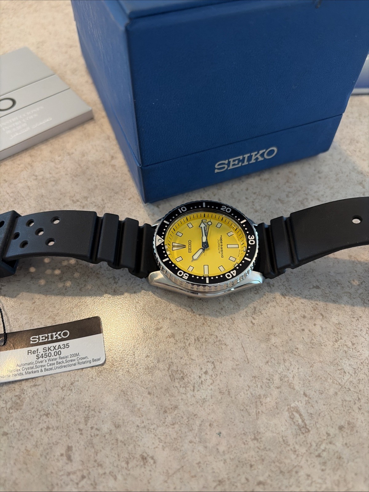 Seiko Yellow Men’s Watch – SKXA35 **New Never Worn**