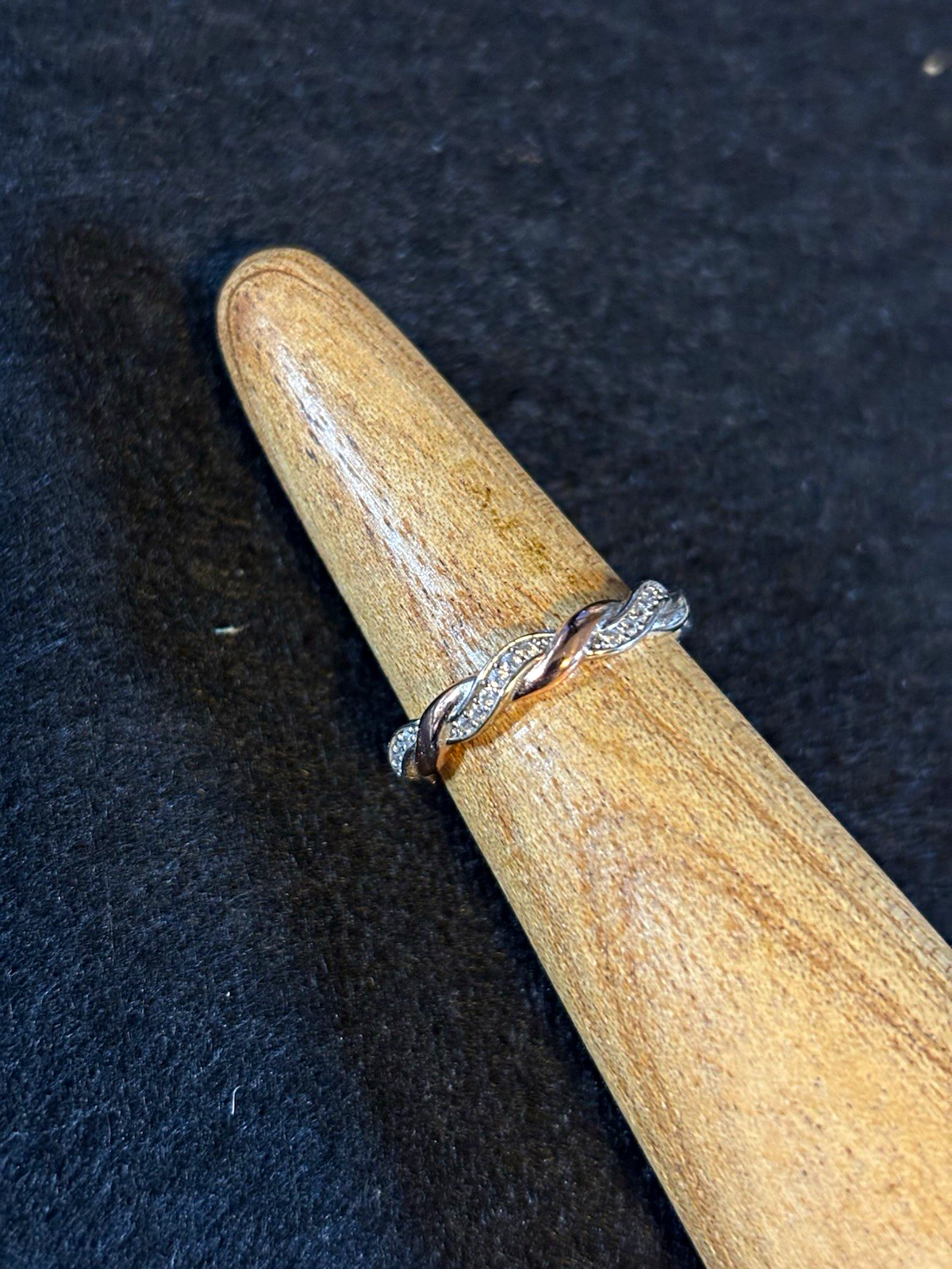 Two-Tone Silver & Rose Gold Twisted Rope Band Ring Metal Fashion Ring Size 7