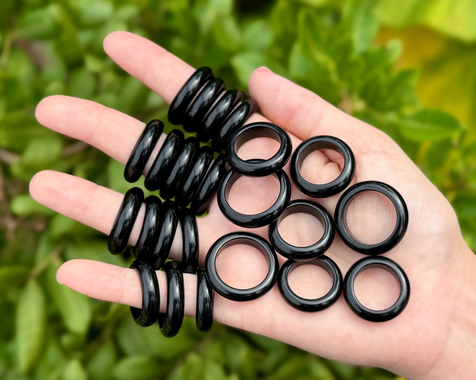 Black Obsidian Ring, Obsidian Gemstone Crystal Jewelry – Choose Size