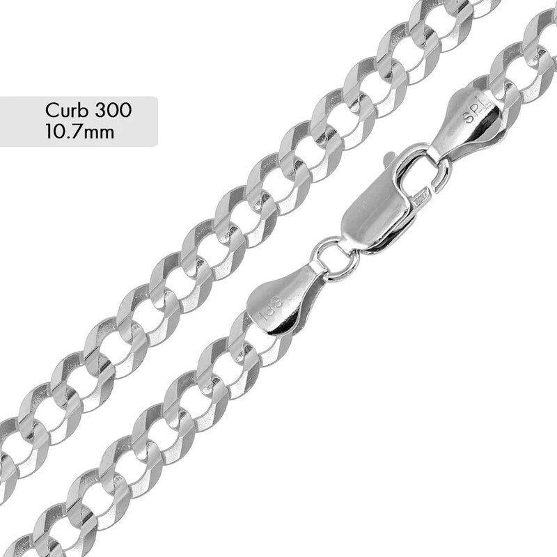 CURB LINK CHAIN NECKLACE 925 STERLING SILVER 10.7MM WIDE HEAVY DUTY LOBSTER CLOS