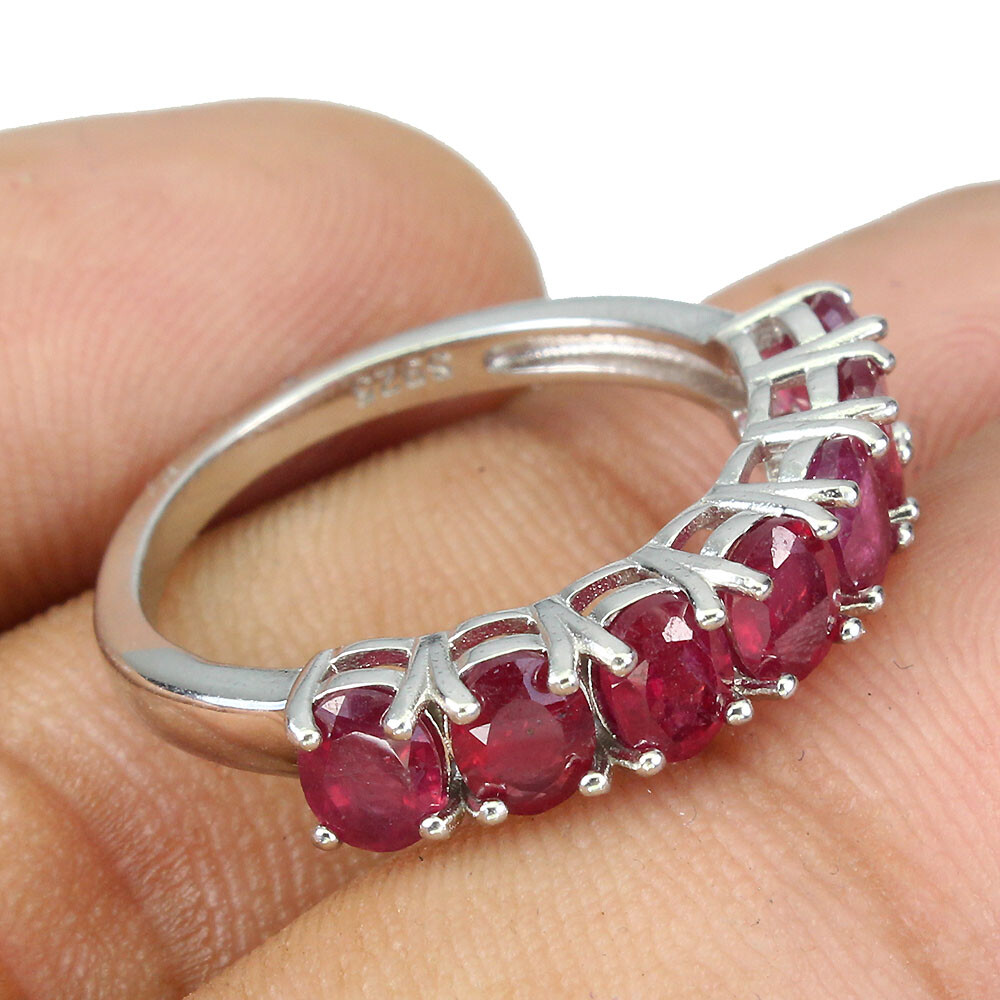 Valentine 925 Silver Ring Oval Ruby 5x4mm Gemstone Jewelry 8