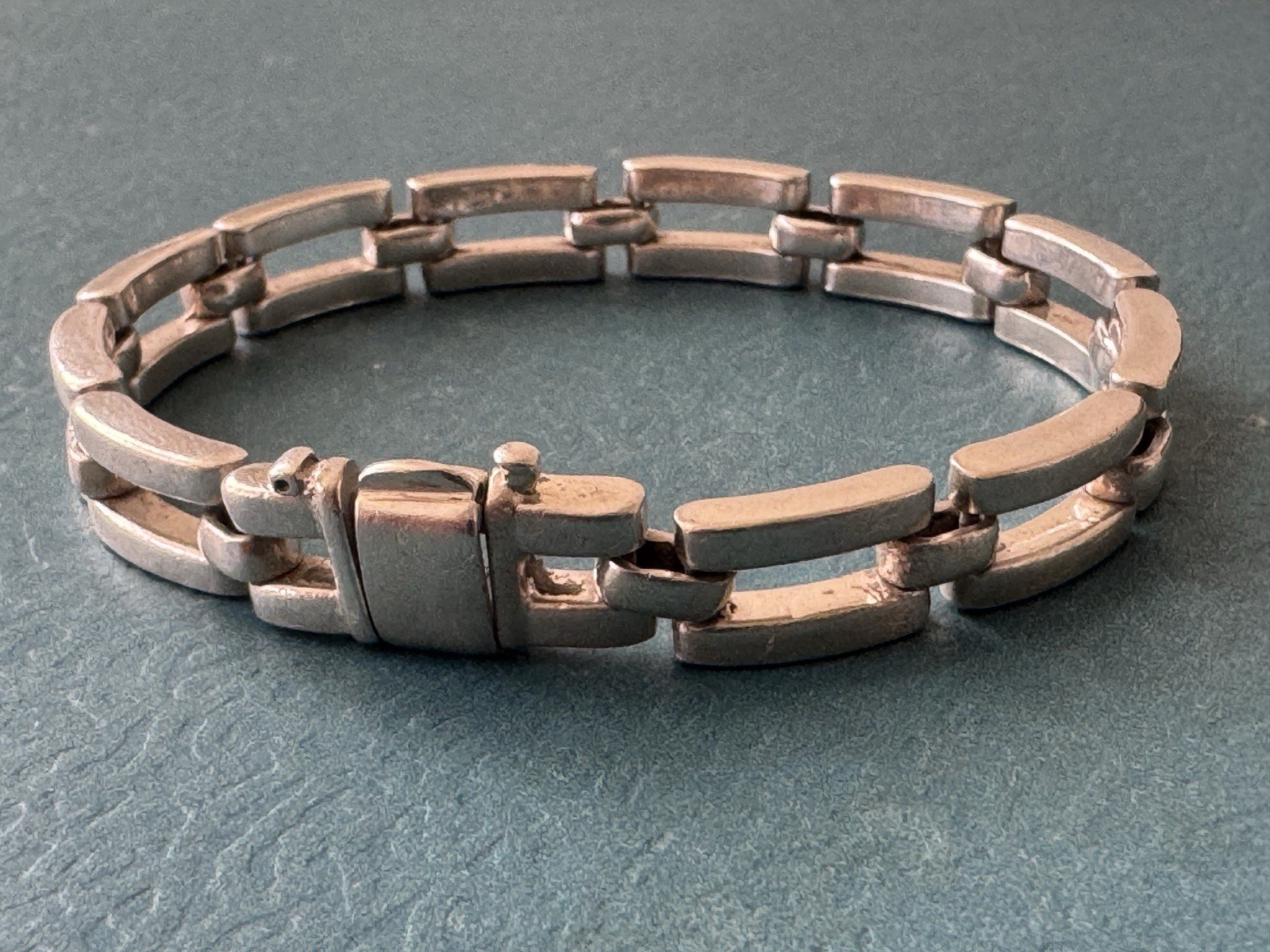 Vintage IEC Italy .925 Sterling Silver Heavy Link Bracelet Size 7.25” 35.4 gr.