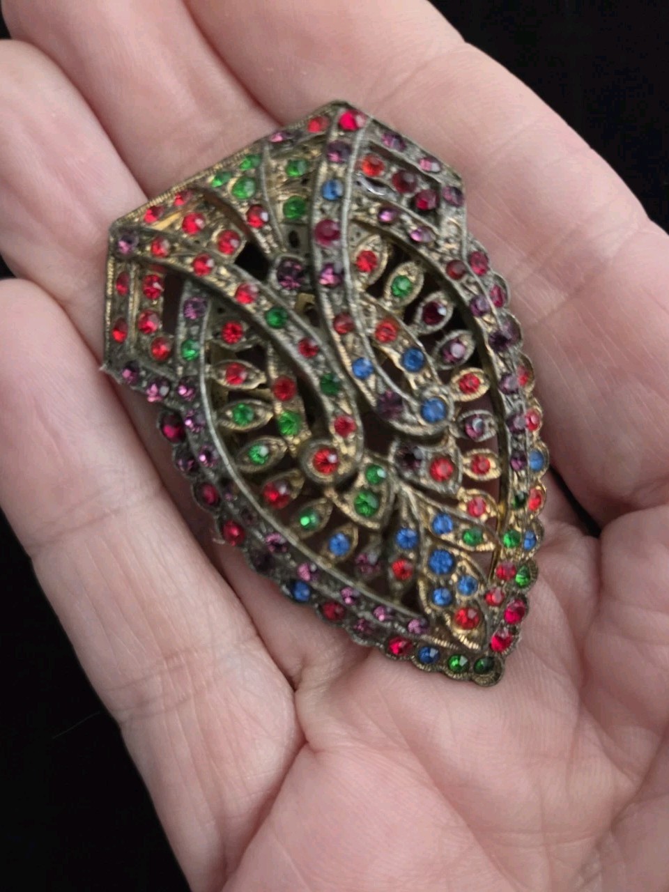 Vintage ART DECO Dress Clip Brooch LITTLE NEMO Large Multi Color LN Fur