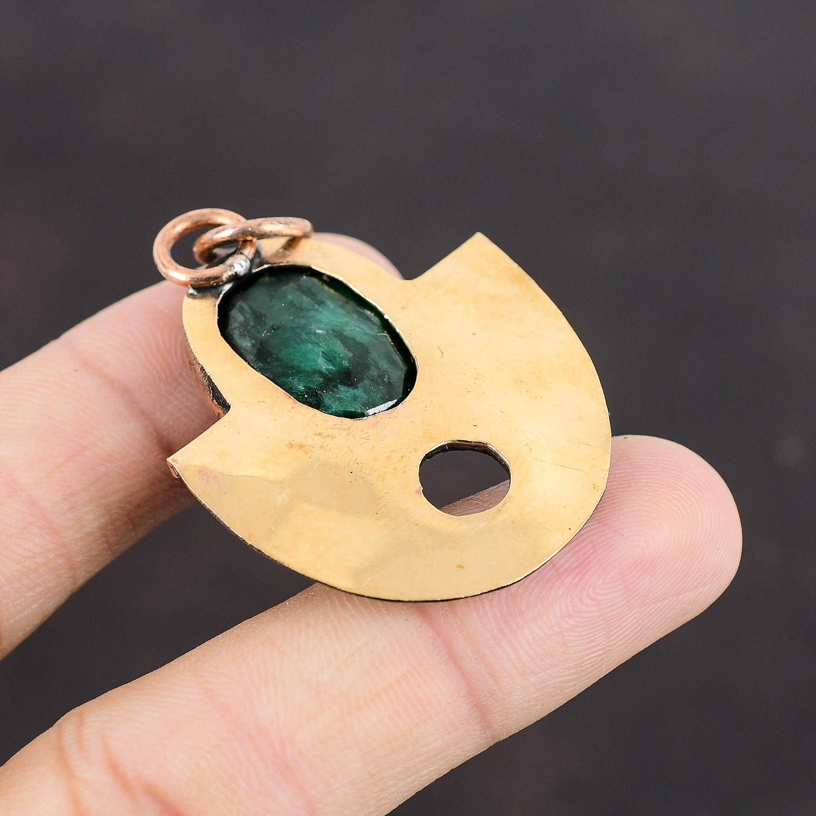 Sisters Day Deal Zambian Emrald Stone Engagement Birthday Pendant Jewelry Copper