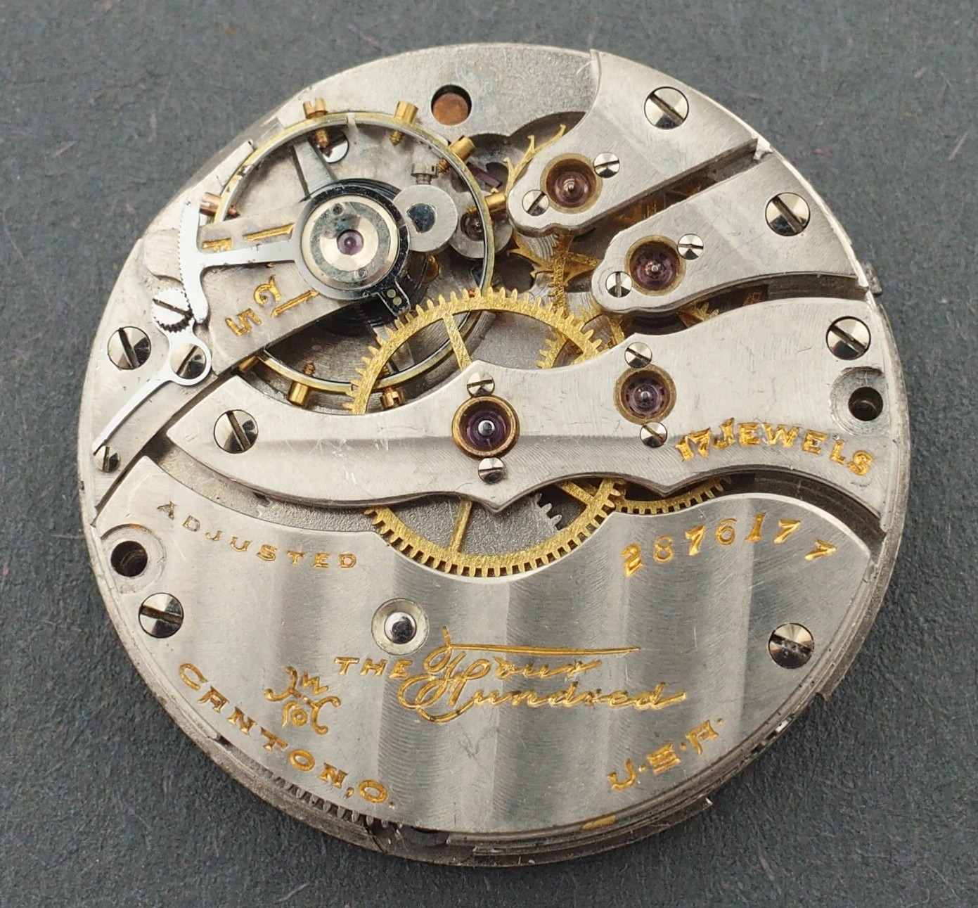 Hampden 3/0s 17J HC The Four Hundred Fancy Dial Pocket Watch Movement #F450