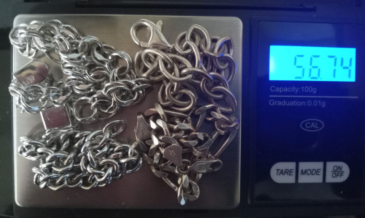 Lot of 4 Bracelets 56.74G Grams 1.82 Troy Oz Sterling .925 Silver 7 1/4″ Inch