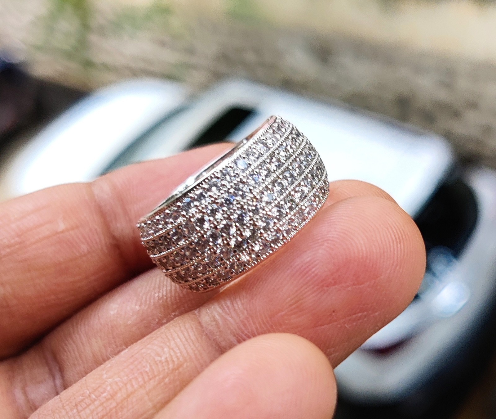 1.50Ct Round Lab-Created Diamond Cluster Wedding Band Ring 14K White Gold Plated