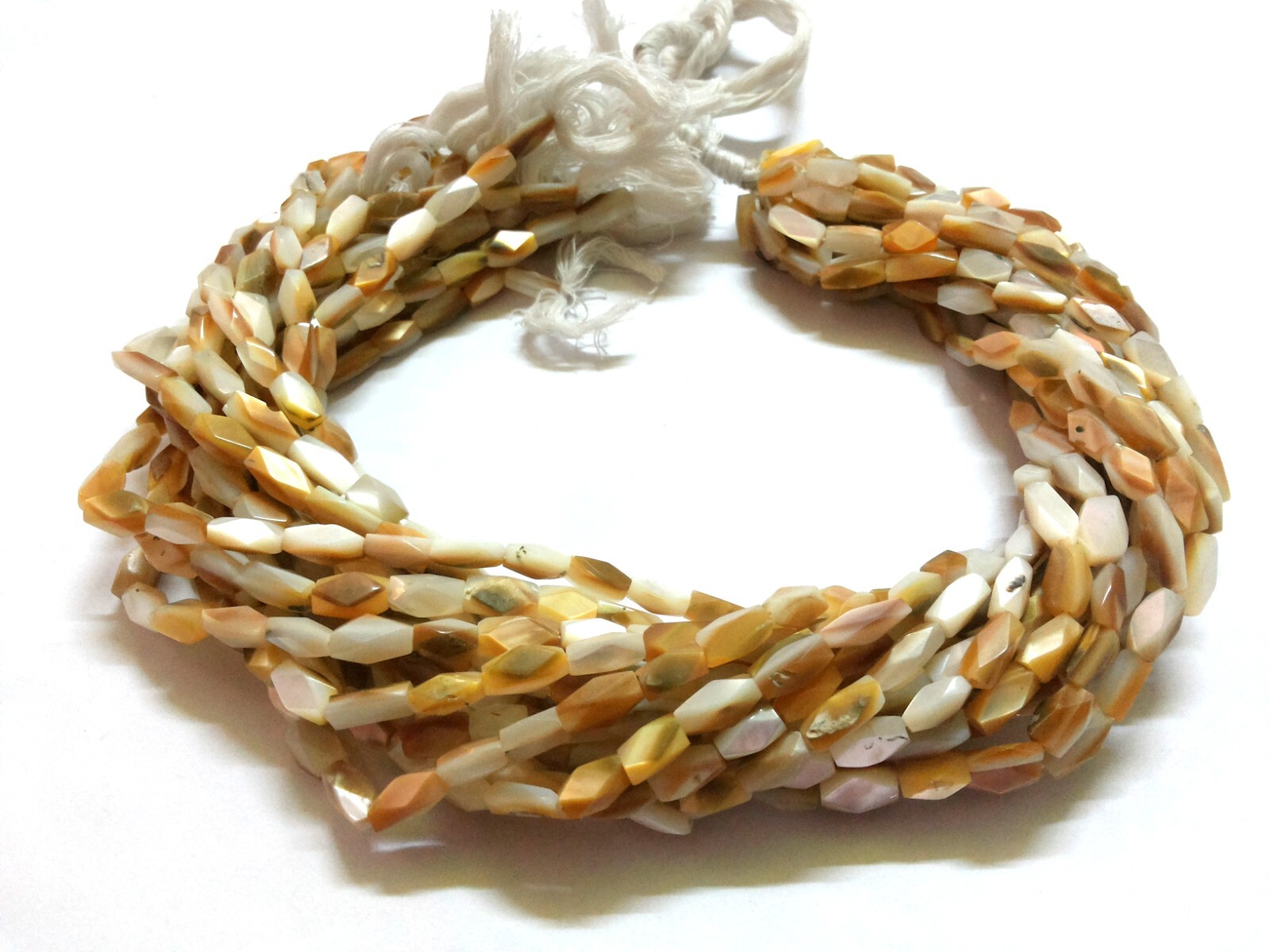 1 Strand Natural MOP Square Faceted 5×9-5x10mm MOP/Smoky Quartz Beads 12″inch