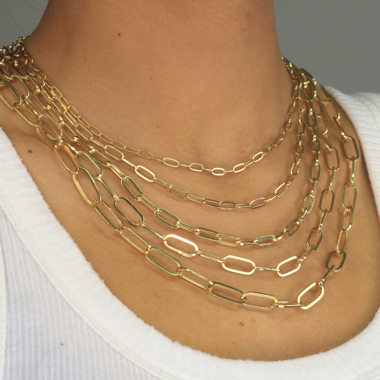 14k Yellow Gold Paperclip 2mm-9mm Chain Bracelet Necklace Mens Womens 16″-30″
