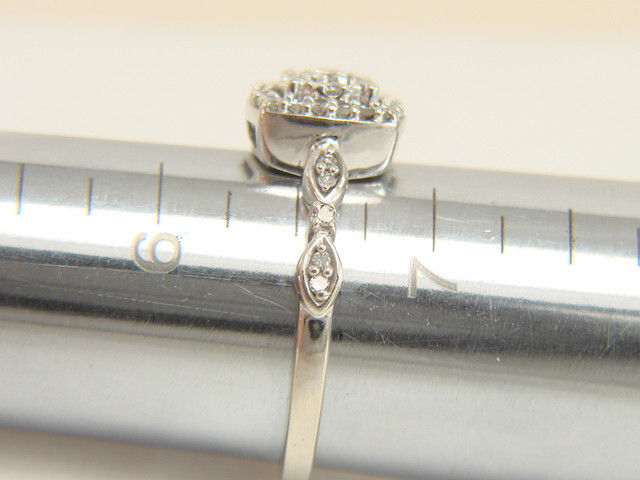 10K White Gold Natural Diamond Halo Engagement or Right Hand Ring Size 6.75