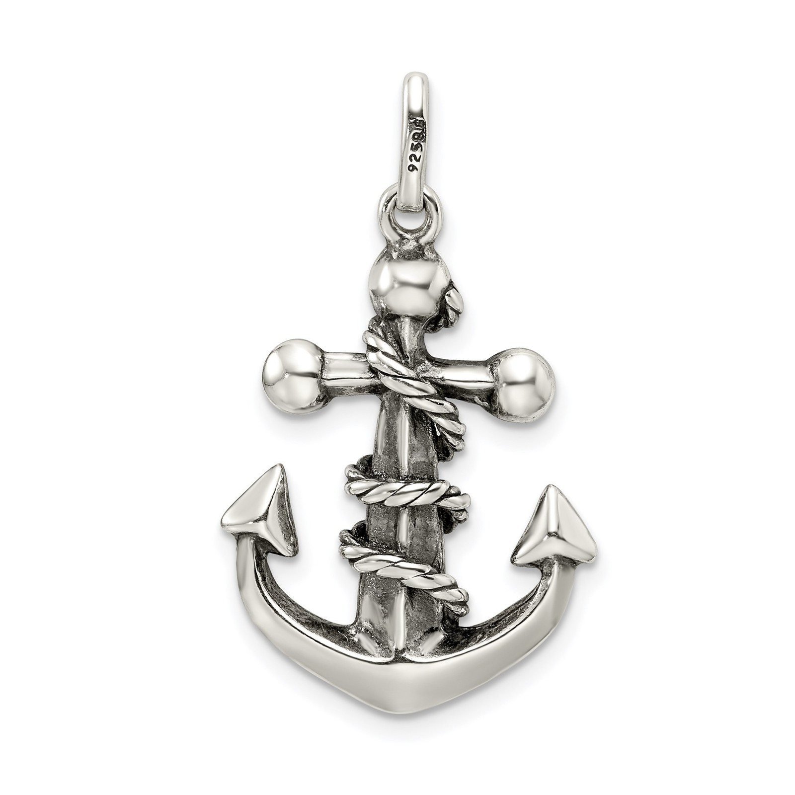 Sterling Silver Nautical Anchor Cross Pendant Necklace for Men and Women Vintage