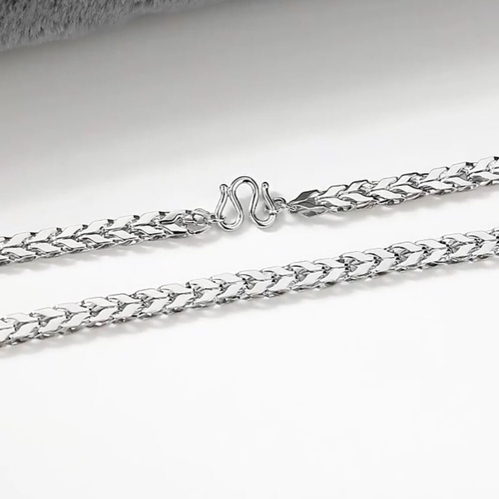PT950 Pure Platinum 950 Chain 3.5mm Unique Wheat Link Necklace 26-27g 23.6inch