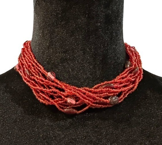 Torsade Necklace Red Beaded Casual Career Adjustable Length Women Casual Work