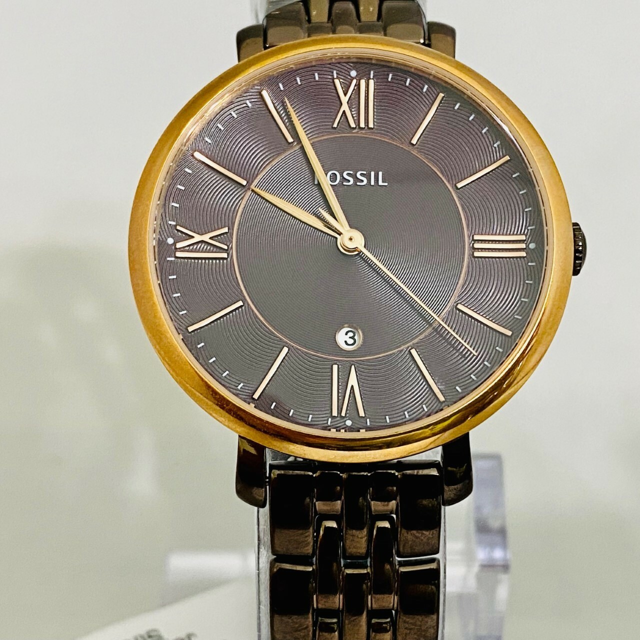 New Fossil ES4275 Jacqueline Brown Dial Date Brown Stainless Steel Women Watch