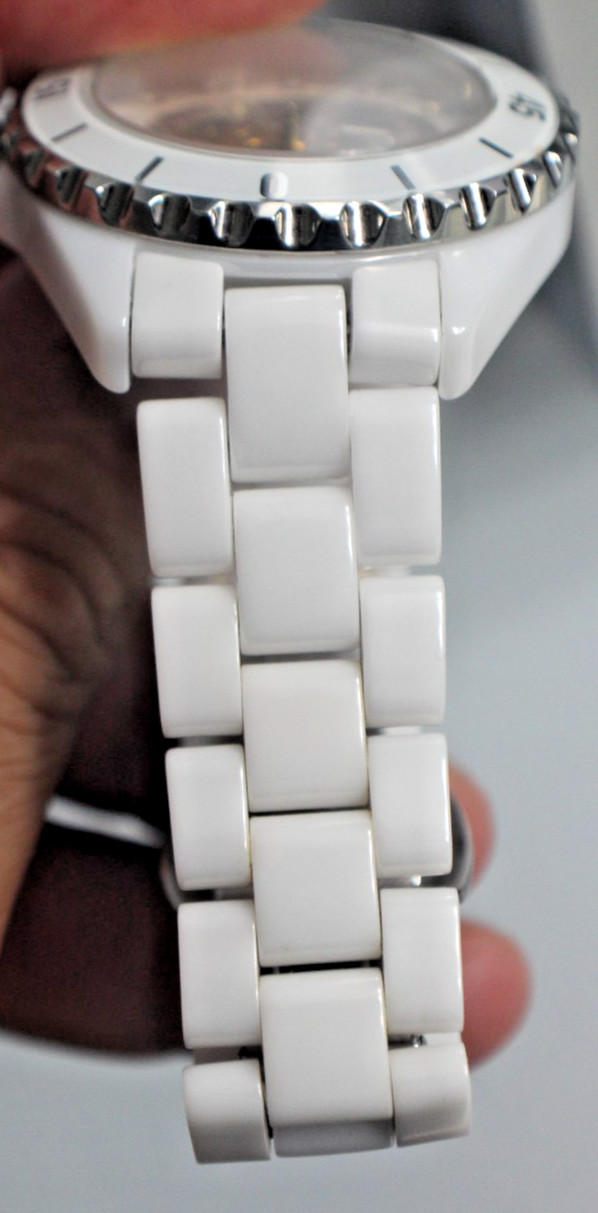 Exquisite AKRIBOS XXIV White Ceramic Automatic Women Watch AK508WT