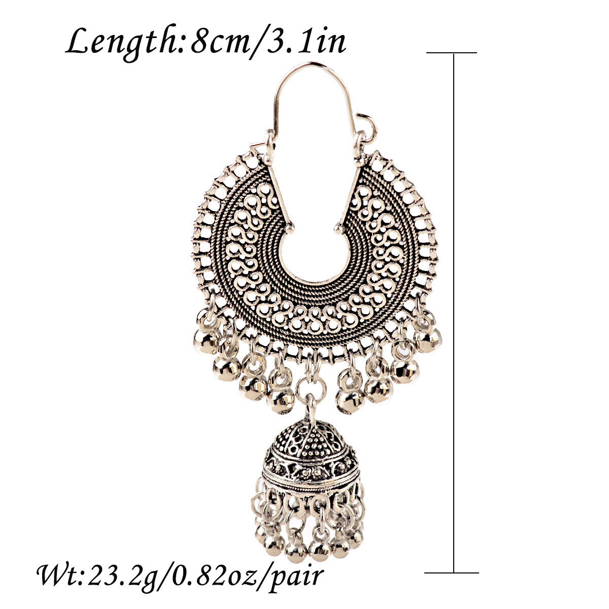 Fashion Women India jhumki Silver Bead Earrings Ornament Southeast Asia Style