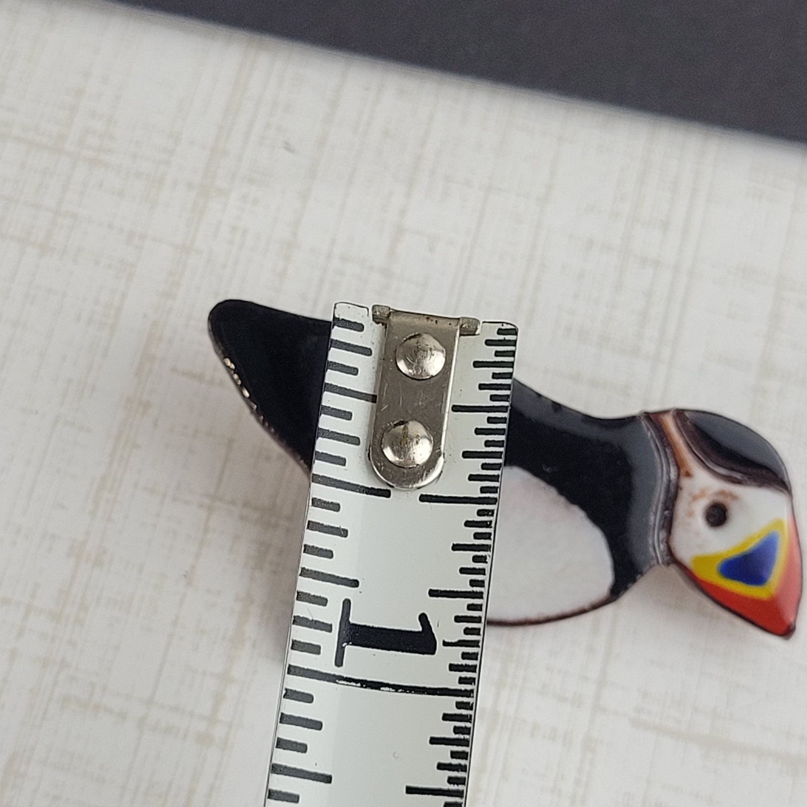 Puffin Bird Brooch Ceramic Enamel