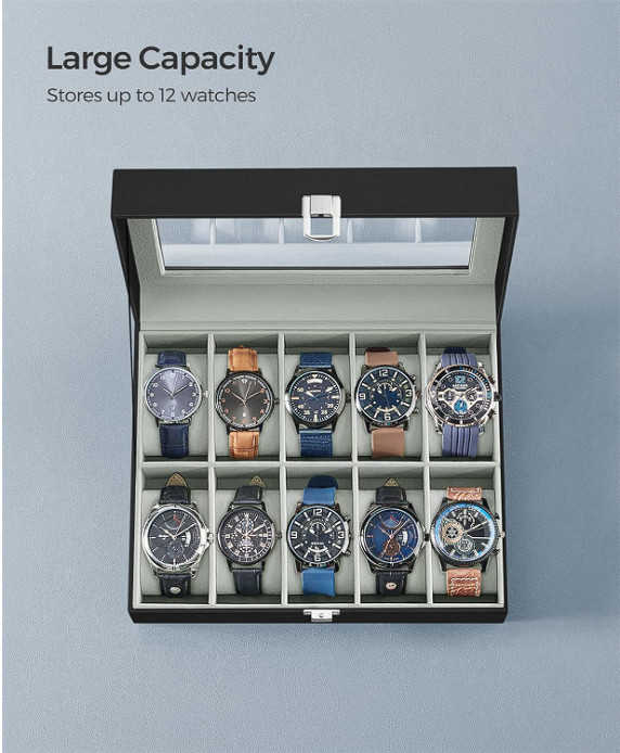 10Slots Watch Box Display Case Organizer Watch travel Case Jewelry Box For Men