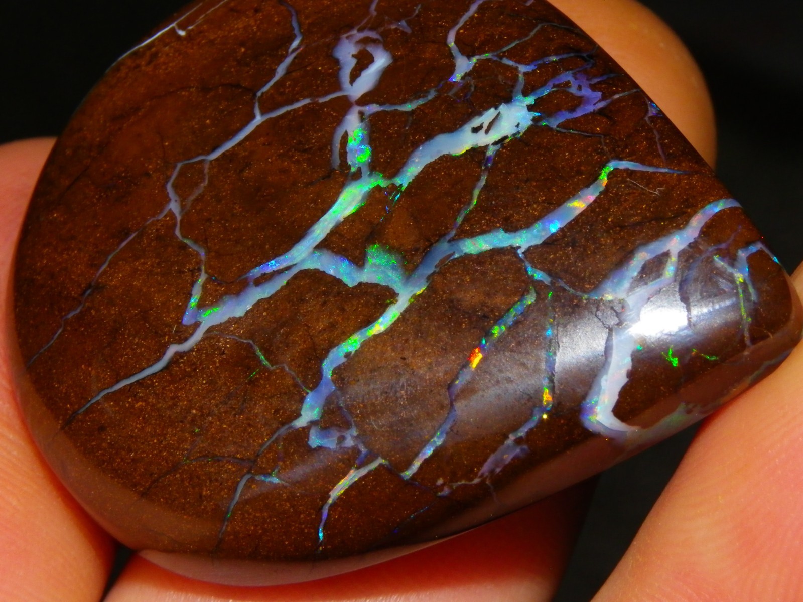 Quality Opalton Boulder Matrix Opal Freeform Cab 128.78cts Multicolour/Veins Qld