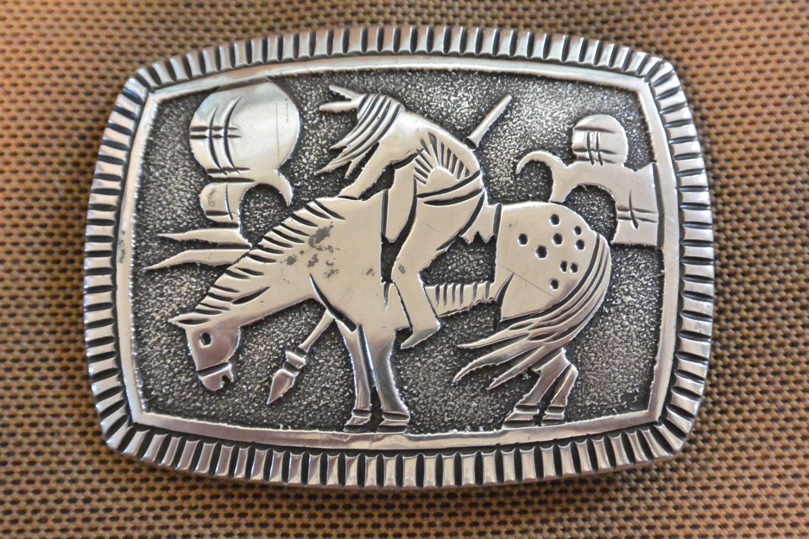 TOMMY SINGER CONCHO BELT BUCKLE Sterling Silver End of the Trai NAVAJO Thomas