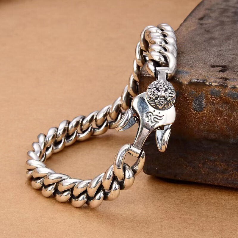 Pure 925 Sterling Silver Bracelet For Men Women 9mm Curb Link Cuban Bracelet