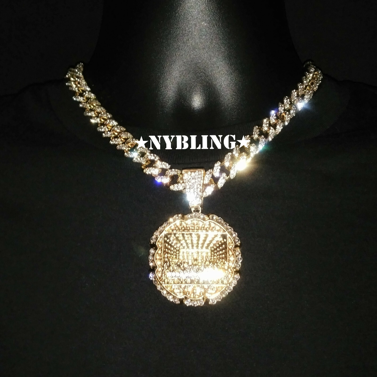 12MM Cuban Link Chain Necklace XL Last Supper Pendant Plated Hip Hop CZ Jewelry