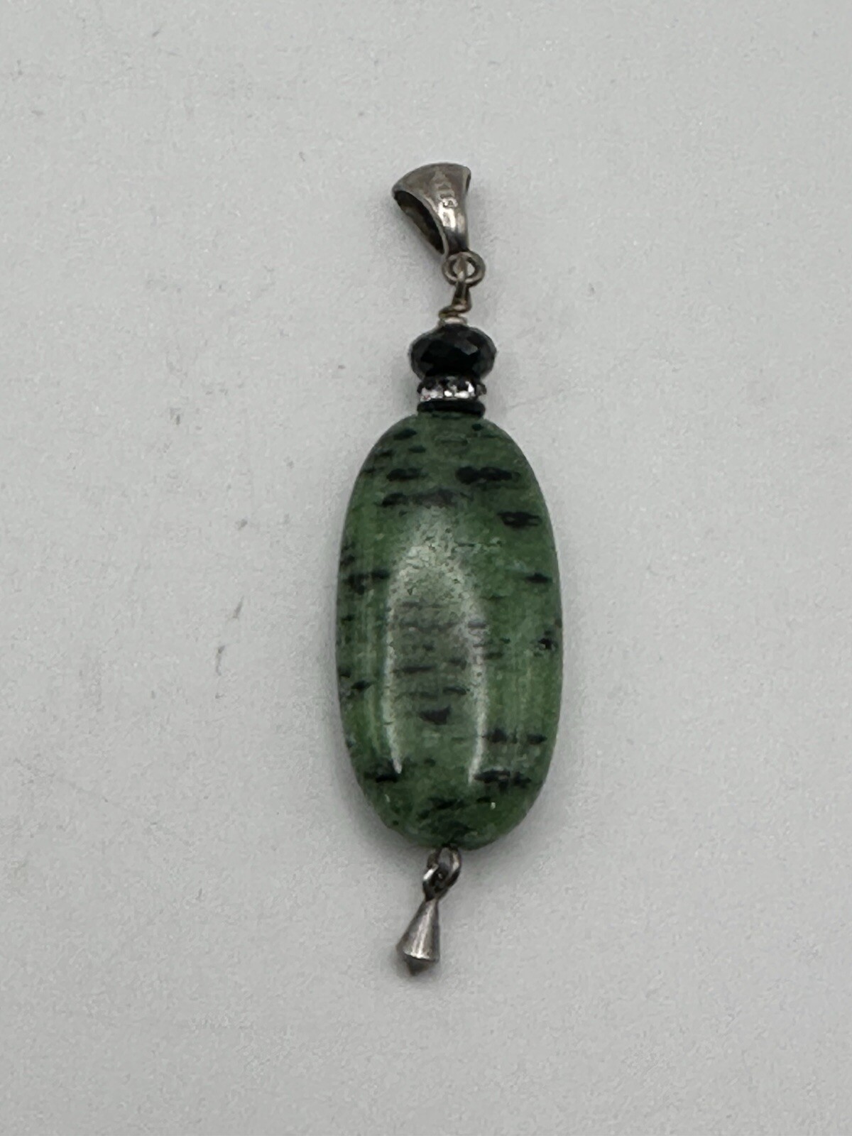Natural Ruby Zoisite Oval Cabochon Gemstone Pendant 925 Bale